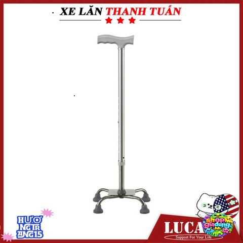 Gậy đi bộ Lucass B924 - Gậy 4 chân điều chỉnh chiều cao, hỗ trợ người cao tuổi và người khuyết tật đi lại an toàn