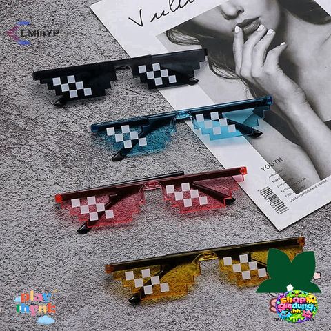Kính Râm Pixel Retro Thời Trang Trung Tính - Thiết Kế Khảm Độc Đáo Cho Nam Nữ, Bảo Vệ Mắt Tốt Nhất