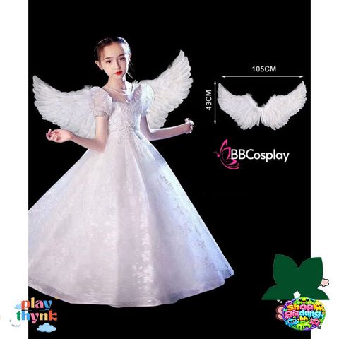 Cánh Thiên Thần Lông Ngỗng Trắng Cao Cấp BBCOSPLAY Cho Trẻ Em - Phụ Kiện Hóa Trang Đáng Yêu, Nhiều Kích Cỡ 60-110cm