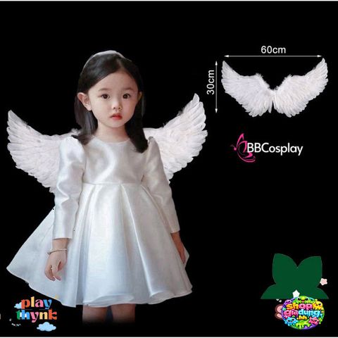Cánh Thiên Thần Lông Ngỗng Trắng Cao Cấp BBCOSPLAY Cho Trẻ Em - Phụ Kiện Hóa Trang Đáng Yêu, Nhiều Kích Cỡ 60-110cm