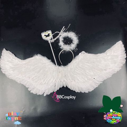 Cánh Thiên Thần Lông Ngỗng Trắng Cao Cấp BBCOSPLAY Cho Trẻ Em - Phụ Kiện Hóa Trang Đáng Yêu, Nhiều Kích Cỡ 60-110cm