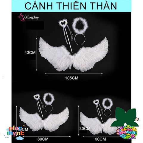 Cánh Thiên Thần Lông Ngỗng Trắng Cao Cấp BBCOSPLAY Cho Trẻ Em - Phụ Kiện Hóa Trang Đáng Yêu, Nhiều Kích Cỡ 60-110cm