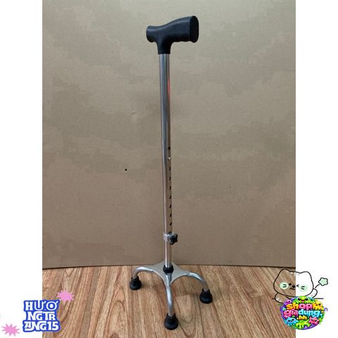 Gậy chống đi bộ inox cao cấp 4 chân cho người già - Hỗ trợ an toàn, điều chỉnh chiều cao, chống trượt, bền bỉ