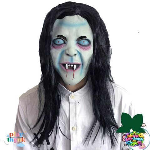 Mặt nạ Halloween Sadako Bí ẩn - Khẩu trang latex ma quái cho TikTok, sự kiện hóa trang, chụp ảnh thú vị