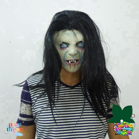 Mặt nạ Halloween Sadako Bí ẩn - Khẩu trang latex ma quái cho TikTok, sự kiện hóa trang, chụp ảnh thú vị