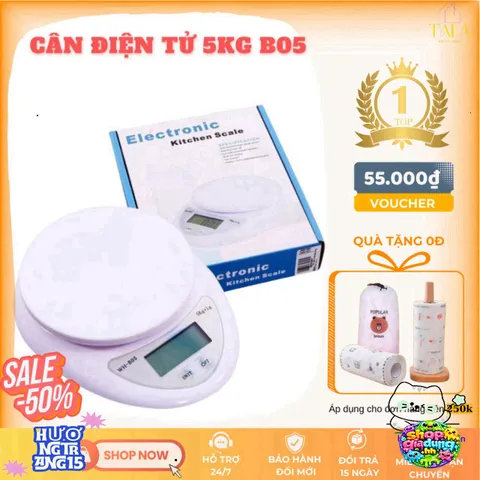 Cân Điện Tử Đa Năng 5kg WH-B05 - Cân Tiểu Ly Chính Xác Cao, Thiết Kế Gọn Nhẹ, Lý Tưởng Cho Nhà Bếp và Y Tế