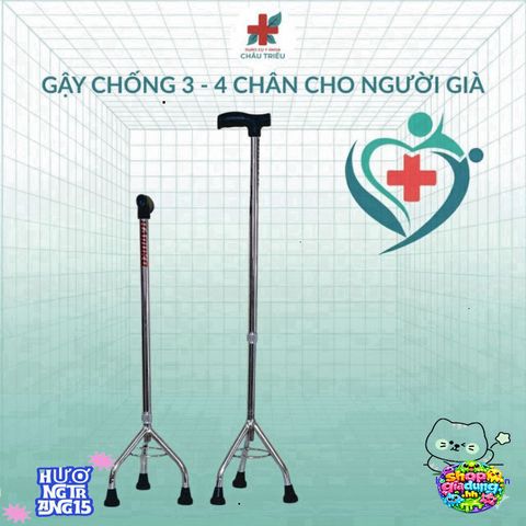 Gậy Đi Bộ 3/4 Chân Haruko - Gậy Chống An Toàn Cho Người Già, Chất Liệu Inox Bền Bỉ, Điều Chỉnh Chiều Cao Linh Hoạt