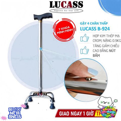 Giá Đỡ Lucass Đen B-924 B-926 B-932 - Gậy Đứng Tùy Chỉnh Chiều Cao - Phục Hồi Chức Năng Đi Lại Dành Cho Người Khuyết Tật