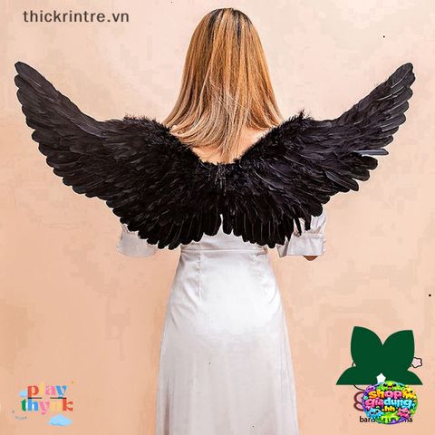 Cánh Thiên Thần Lông Vũ Trắng Đen - Phụ Kiện Thời Trang Quyến Rũ, Kích Thước 60x35cm và 80x40cm, Thích Hợp Làm Quà Tặng độc Đáo