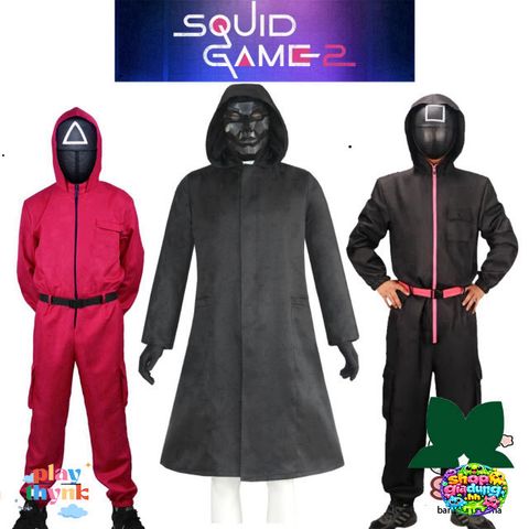 Bộ Đồ Hóa Trang Squid Game - Áo, Mặt Nạ & Găng Tay Halloween Cho Trẻ Em và Người Lớn - Quà Tặng Chủ Đề Phim Kinh Dị