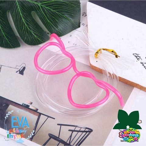 Ống Hút Mắt Kính Gọng Tim Cute Độc Đáo M1429 - Thú Vị Cho Trẻ Em và Tiệc Tùng, Chất Liệu An Toàn, Màu Sắc Ngẫu Nhiên