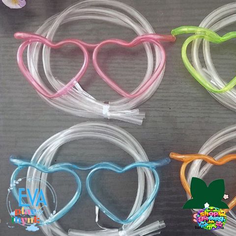 Ống Hút Mắt Kính Gọng Tim Cute Độc Đáo M1429 - Thú Vị Cho Trẻ Em và Tiệc Tùng, Chất Liệu An Toàn, Màu Sắc Ngẫu Nhiên