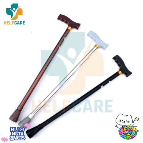 Gậy chống chân HelpCare 1 chân - Gậy batoong điều chỉnh chiều cao hỗ trợ đi lại cho người già, nhẹ bền, chống trượt
