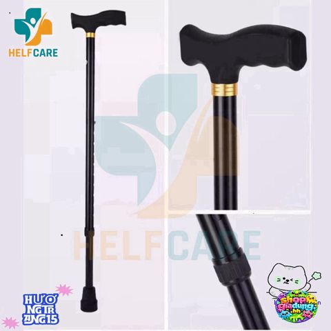 Gậy chống chân HelpCare 1 chân - Gậy batoong điều chỉnh chiều cao hỗ trợ đi lại cho người già, nhẹ bền, chống trượt