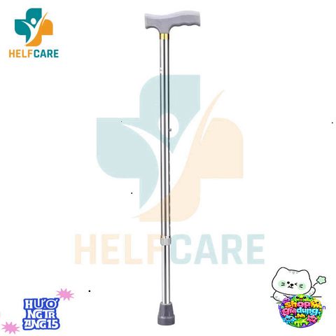 Gậy chống chân HelpCare 1 chân - Gậy batoong điều chỉnh chiều cao hỗ trợ đi lại cho người già, nhẹ bền, chống trượt