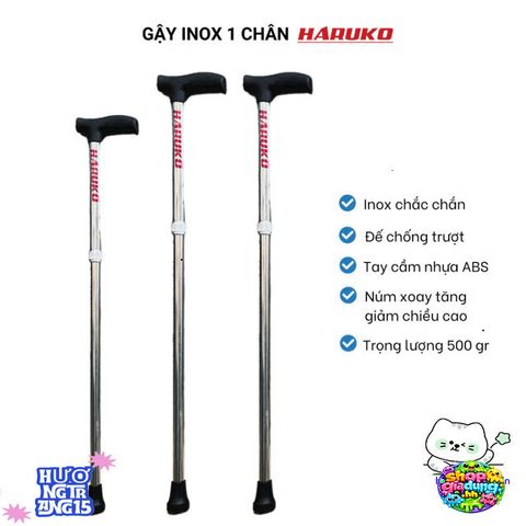 Gậy Chống Cho Người Già Inox 1 Chân - Gậy Đi Bộ Thông Minh An Toàn, Điều Chỉnh Chiều Cao - Hỗ Trợ Đi Lại Sau Chấn Thương