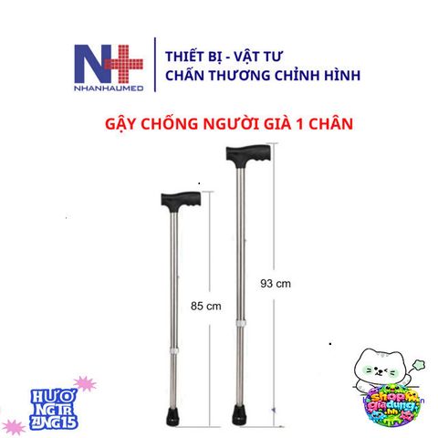 Gậy Chống Cho Người Già Inox 1 Chân - Gậy Đi Bộ Thông Minh An Toàn, Điều Chỉnh Chiều Cao - Hỗ Trợ Đi Lại Sau Chấn Thương