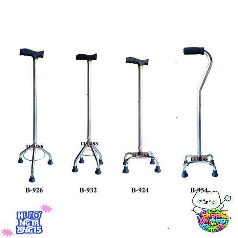 Gậy Chống Đi Lucass B-924 - Gậy 4 Chân Chỉnh Chiều Cao, Hỗ Trợ Di Chuyển An Toàn Cho Người Già và Người Khuyết Tật