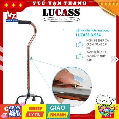 Gậy Đi Bộ Lucass B-934 Chỉnh Chiều Cao - Hỗ Trợ Người Già, Người Khuyết Tật, Dễ Dàng Di Chuyển, Thiết Kế Công Thái Học