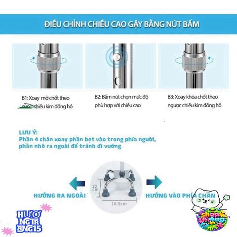 Gậy Đi Bộ Lucass B-934 Chỉnh Chiều Cao - Hỗ Trợ Người Già, Người Khuyết Tật, Dễ Dàng Di Chuyển, Thiết Kế Công Thái Học