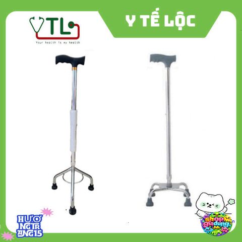 Gậy Chống Trượt 3-4 Chân Inox Cao Cấp Cho Người Già - Tùy Chỉnh Chiều Cao, Vững Vàng Khi Di Chuyển