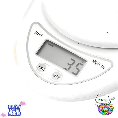 Cân Điện Tử Nhà Bếp B05 5kg - Chính Xác Đến Từng Gram, Màn Hình LCD, Kèm Pin Sạc - Dụng Cụ Làm Bánh & Nấu Ăn Tiện Dụng