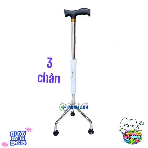 Gậy Chống Người Già 3 Chân, 4 Chân - Hỗ Trợ Đi Lại An Toàn, Điều Chỉnh Chiều Cao Từ 1.5m Đến 1.9m - Dụng Cụ Tập Đi Chất Lượng Cao