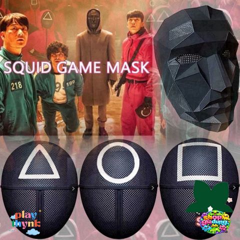 Mặt Nạ Squid Game Lính Gác - Phụ Kiện Thời Trang Phim Trò Chơi Con Mực Đen, Hàng Có Sẵn, Kích Thước 28x20cm