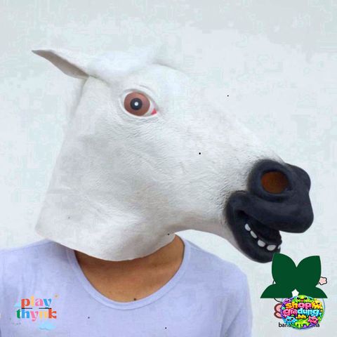 Mặt Nạ Ngựa Trắng Halloween - Phụ Kiện Cosplay Mô Phỏng Ngựa Hoang, Latex Đeo Thoải Mái, Đạo Cụ Hóa Trang Tiệc Lễ Hội