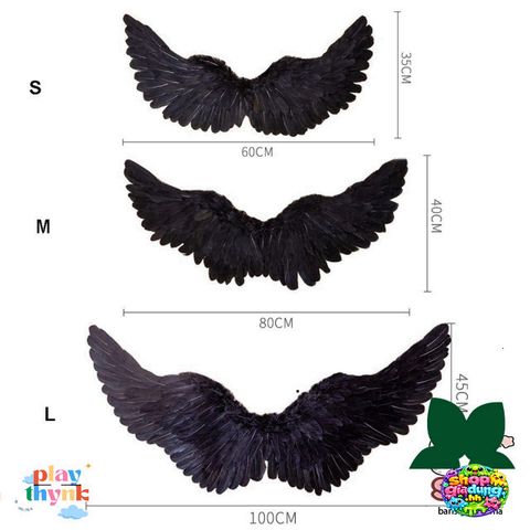 Cánh Thiên Thần Lông Vũ Trắng Đen - Phụ Kiện Cosplay Halloween Sang Trọng, Đạo Cụ Chụp Ảnh, Unisex