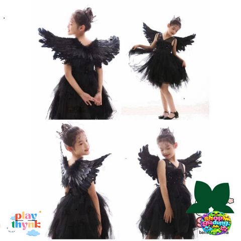 Đôi Cánh Thiên Thần Lông Vũ - Phụ Kiện Hóa Trang Công Chúa, Halloween, Tết Trung Thu Cho Bé - Set 3 Món Độc Đáo