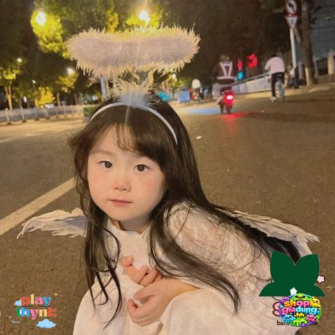 Đôi Cánh Thiên Thần Lông Vũ - Phụ Kiện Hóa Trang Công Chúa, Halloween, Tết Trung Thu Cho Bé - Set 3 Món Độc Đáo