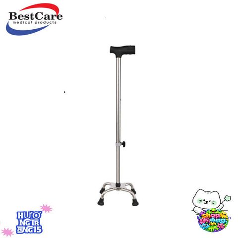 Gậy Chống 4 Chân Điều Chỉnh Chiều Cao 80-98cm Inox Dành Cho Người Già - Bền Bỉ Chắc Chắn Hỗ Trợ Đi Lại