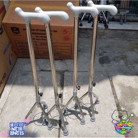 Gậy Tập Đi Chân Inox 3 Chân - Gậy Chống Vững Chãi Dành Cho Người Già và Người Khuyết Tật - Chất Liệu Bền Bỉ, Điều Chỉnh Chiều Cao
