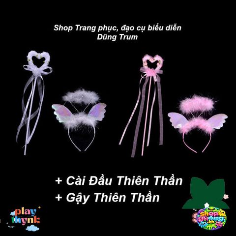 Cánh Thiên Thần Lông Vũ Trắng Đen - Phụ Kiện Hóa Trang Thiên Thần Cho Diễn Xuất và Chụp Ảnh, Nhiều Kích Cỡ Có Sẵn