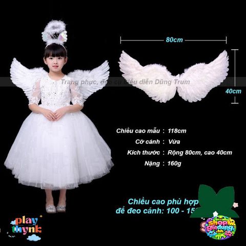 Cánh Thiên Thần Lông Vũ Trắng Đen - Phụ Kiện Hóa Trang Thiên Thần Cho Diễn Xuất và Chụp Ảnh, Nhiều Kích Cỡ Có Sẵn