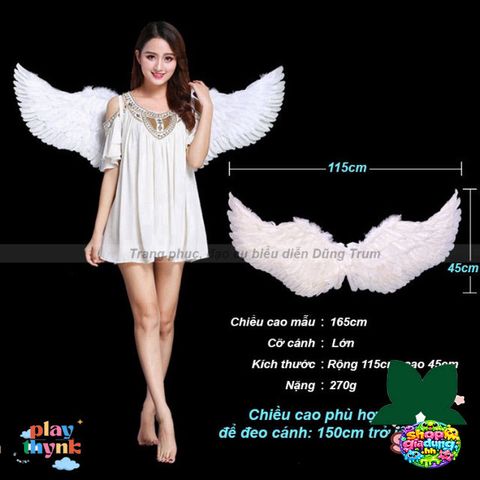 Cánh Thiên Thần Lông Vũ Trắng Đen - Phụ Kiện Hóa Trang Thiên Thần Cho Diễn Xuất và Chụp Ảnh, Nhiều Kích Cỡ Có Sẵn