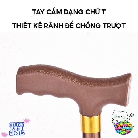 Gậy Chống 4 Chân Nhôm Điều Chỉnh 67-90cm Hỗ Trợ Người Cao Tuổi - Cứng Cáp, An Toàn Dùng Đi Lại