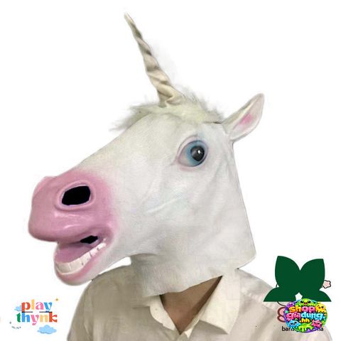 Mặt Nạ Hóa Trang Ngựa 1 Sừng Cao Cấp - Đạo Cụ Halloween Chất Liệu Latex Thoải Mái, Phù Hợp Quay Video TikTok, Trang Trí Lễ Hội
