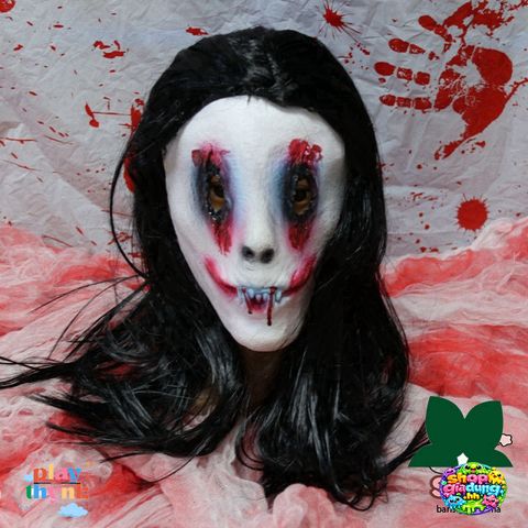 Mặt Nạ Halloween Tóc Bạc Máu - Mặt Nạ Hóa Trang Kinh Dị Dài Tóc Trắng Zombie Cho Tiệc Halloween, Trung Thu, Lễ Hội