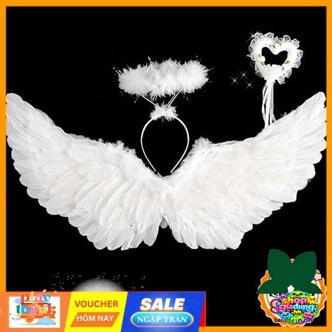 Cánh Thiên Thần Xinh Xắn Cho Bé - Phụ Kiện Hóa Trang Halloween & Giáng Sinh, Size Nhỏ Đến Lớn, Lông Vũ An Toàn, Đồ Dùng Tiệc, Đạo Cụ