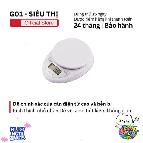 Cân Điện Tử Mini Cao Cấp - Cân Tiểu Ly Chính Xác Đến 5kg, Màn Hình LCD, Dễ Dàng Sử Dụng Tại Nhà Bếp