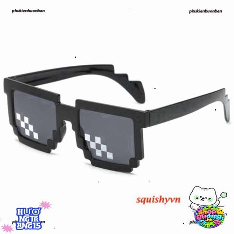 Kính Mát Thug Life Đen - Kính Gương Phong Cách Minecraft Siêu Ngầu, Chất Liệu Nhựa ABS Bền Đẹp, Thích Hợp Chụp Hình Nhóm