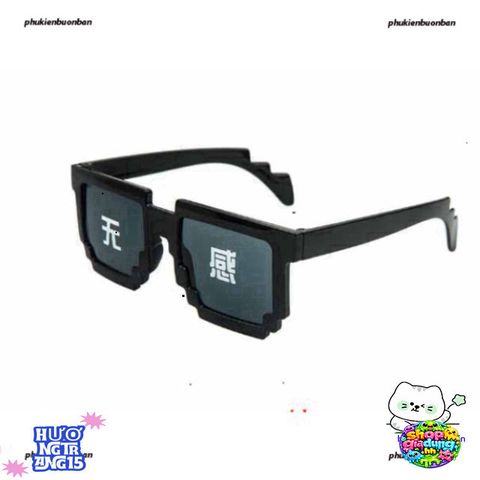 Kính Mát Thug Life Đen - Kính Gương Phong Cách Minecraft Siêu Ngầu, Chất Liệu Nhựa ABS Bền Đẹp, Thích Hợp Chụp Hình Nhóm