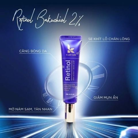 Kem Dưỡng Trẻ Hóa Da K Lady Care Retinol 0.5% 30ml - Mờ Nếp Nhăn, Dưỡng Ẩm Da Mịn Màng, Sáng Bóng Chính Hãng
