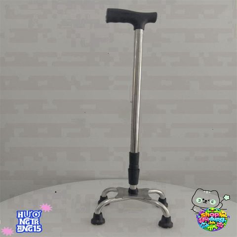 Gậy Batoong INOX 4 Chân Điều Chỉnh - Gậy Tập Đi Vững Chắc Cho Người Già, Người Khuyết Tật, Hỗ Trợ Phục Hồi Chức Năng