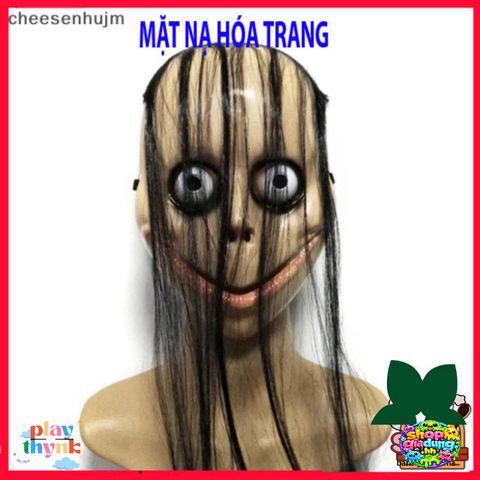 Áo Khẩu Trang Halloween Momo Tóc Dài - Phụ Kiện Cosplay Ma Quái - Đồ Trang Trí Tiệc Halloween Có Chất Liệu ABS Bền Đẹp