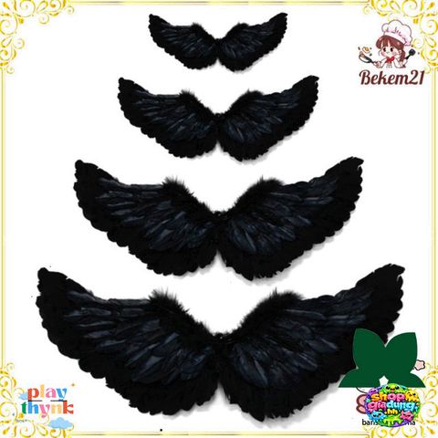 Váy Halloween Thiên Thần Đen Lông Vũ Cao Cấp cho Trẻ Em - Trang Phục Hóa Trang Size M-XXL