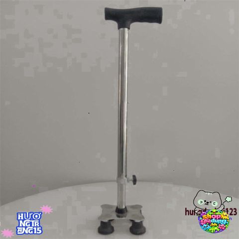 Gậy Đi Bộ 4 Chân Inox Điều Chỉnh Cao Thấp - Hỗ Trợ Người Già, Khuyết Tật An Toàn và Vững Chắc