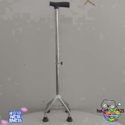 Gậy Đi Bộ 4 Chân Inox Điều Chỉnh Cao Thấp - Hỗ Trợ Người Già, Khuyết Tật An Toàn và Vững Chắc
